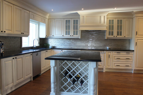  Painted Glazed Cabinets With Mantle Hood