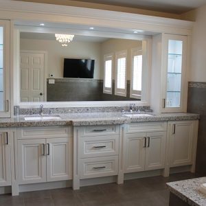   Fully Renovated Bathroom Double Sink Vanity Offwhite Paint