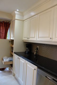   White Kitchen With Pull Out Pantry Drawers