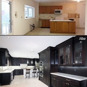  Stained Dark Chocolate Classic Kitchen Before And After Photo A