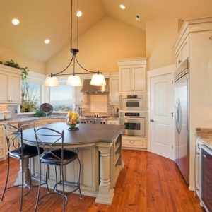  Off White Painted Kitchen And Island With Columns