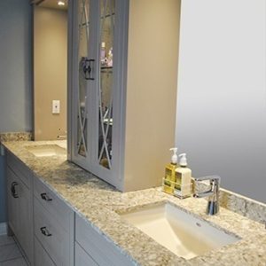   Custom Made Double Sink Vanity Painted Mdf With Quartz Top