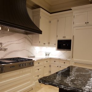 Cambria counter top- surronding and backsplash are Britannica from marble collection and island from coastal collection.. Project by JK North York 2018