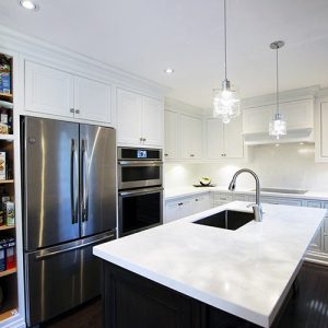   Custom Designed And Made Face Frame Kitchen Quartz Counter Top