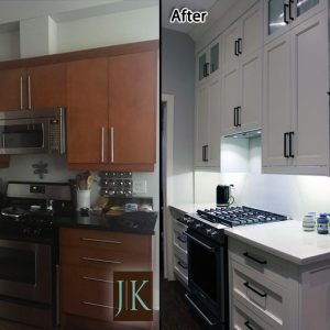 modern painted white kitchen renovation before after photo