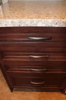  Stained Maple Wood Drawers With Quartz Countertop