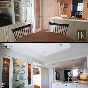 luxury highend kitchen renovation off white kitchen cabintets and wall unit toronto