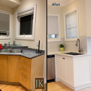 custom kitchen remodeling painted mdf quartz countertop before after b