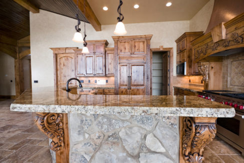  Stained Solid Wood Cabinets Beautiful Island With Detailed Corbols