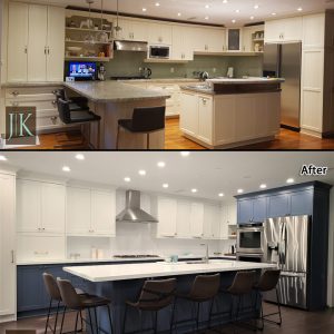 kitchen remodeling toronto two tone modern kitchen cabients mdf off gold handles knobs before after