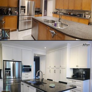 Transitional, double stacked, off white painted MDF