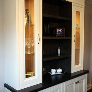  Custom Made Face Frame Solid Wood Hutch Finished In Two Tones Off White Paint And Stained Espresso North York