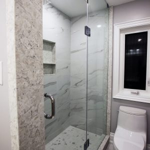 Bathroom renovation. Quartz shower jam. Designed and built by JK and bath. Sep. 2018 North York.