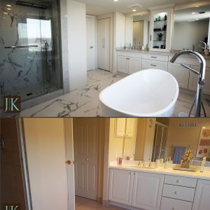 Before and After Bathroom remodeling. Design and build by JK North York