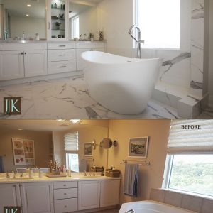 Before and After Bathroom renovation. Design and build by JK North York