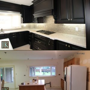 Before and After Classical dark kitchen solid maple wood staind in dark chocolate Design and Build by JK Markham