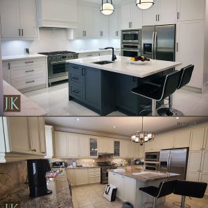 Before and After painted MDF kitchen renovaiton. Richmond Hill Desing and build by JK ()