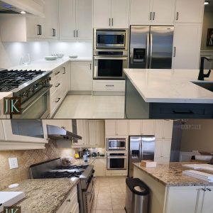 Before and After painted MDF kitchen renovaiton. Richmond Hill Desing and build by JK
