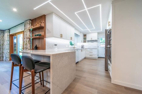 Home renovation kitchen remodeling, floor,cabients,quartz countertop, desing & manufacture by JK Markham