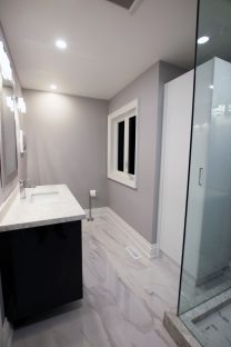 Bathroom renovation. Custom stand shower and custom vanity. Modern bathroom. Designed and built by JK. Oct 2018 North York