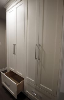 Custom design closet. Painted MDF, Solid wood drawers. European quiet close hinges. Design and built and installation by JK. Dec. 2018 Markham
