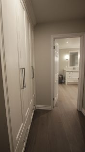 Closet. Painted MDF off white closet doors. Custom design and built by JK. Dec- 2018 Markham