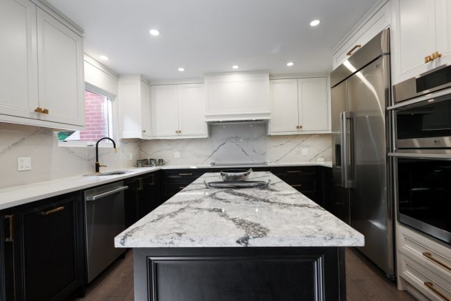Kitchen remodeling in GTA Custom made two tone kitchen cabinets Solid wood painted in off white and staind in charochole Desing & Build by JK Markham Kitchen remodeling in GTA Custom made two tone kitchen cabinets Solid wood painted in off white and staind in charochole Desing & Build by JK Markham