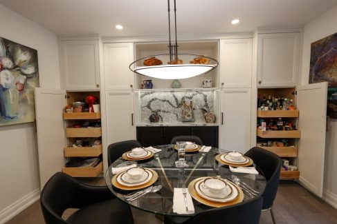 Kitchen remodeling in Toronto pull out pantries solid wood painted in off white pull out dovetail drawers high end organizers for every kitchen Desing, build and installation by JK