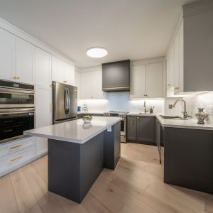 Kitchen renovation Markham. Kosher kitchen remodeling by JK . Two tone kitchen design and build by JK