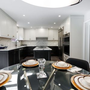 Kitchen renovation Toronto Custom made kitchen cabinets Solid maple wood cabinets paint and stain Design and build by JK Markham