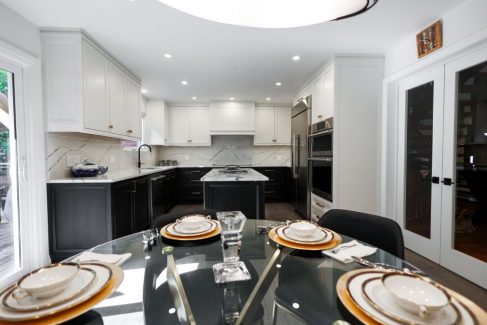 Kitchen renovation Toronto Custom made kitchen cabinets Solid maple wood cabinets paint and stain Design and build by JK Markham