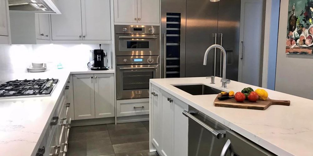 Kitchen renovation in Toronto Off white painted MDF custom made kitchen cabinets Functional and organized new kitchen ideas High end workmanship By JK
