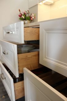 Luxury kitchen drawers dovetail joint solid wood drawers. European soft close hinges. By JK North York