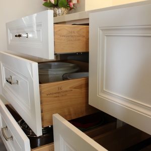 Luxury kitchen drawers dovetail joint solid wood drawers. European soft close hinges. By JK North York