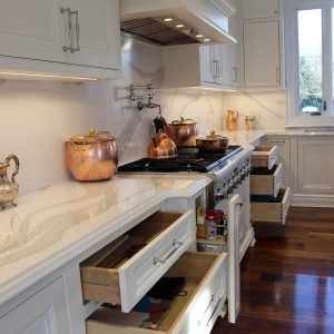 Kitchen design and renovation. Spice pull outs and solid wood pot drawers. Built and design by Jk North York 2019