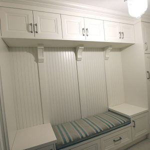 Bench wall unit, painted MDF. designed and built by JK, Markham
