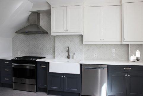 Tow tone kitchen cabinets. Design and build by JK. Downtown Toronto 2019
