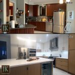 two tone modern kitchen renovation toronto quartz countertop desing and built by jk before after